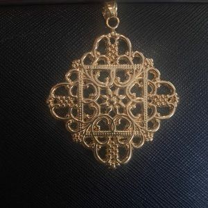 14k Milor Italy Open Filigree Cross Necklace Pendant